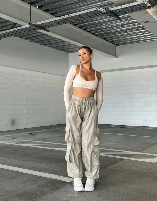 AW Crete Parachute Pants- Oat (Beige) sold by Stax