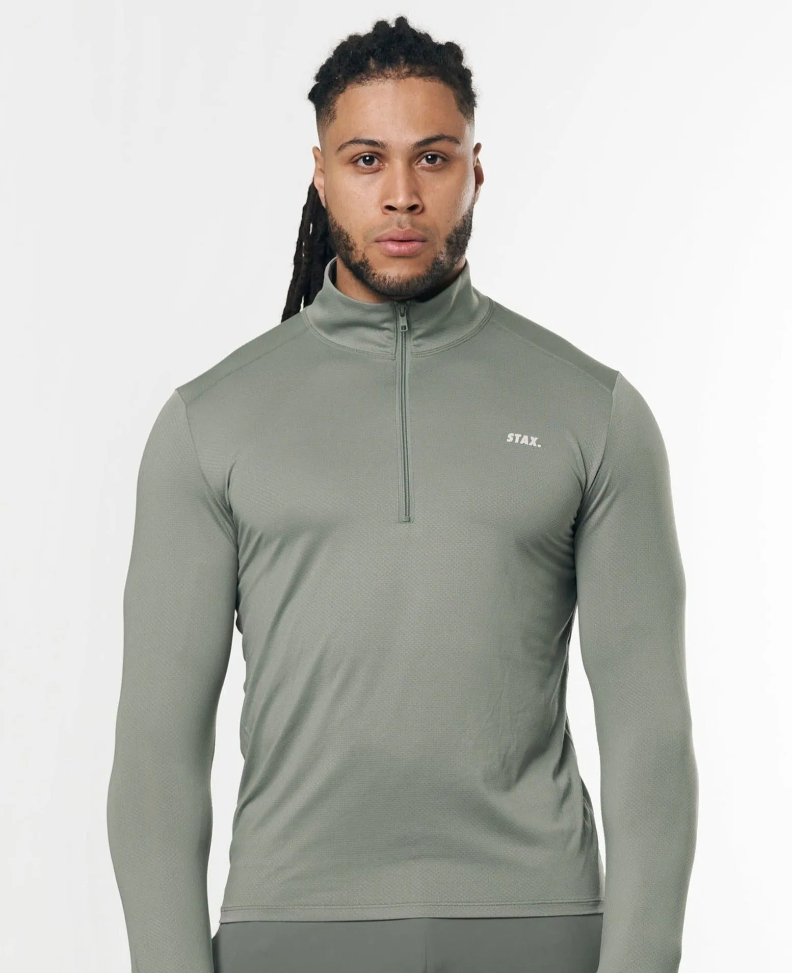 Mens Sport 1/4 Zip Long Sleeve - Sage sold by Stax