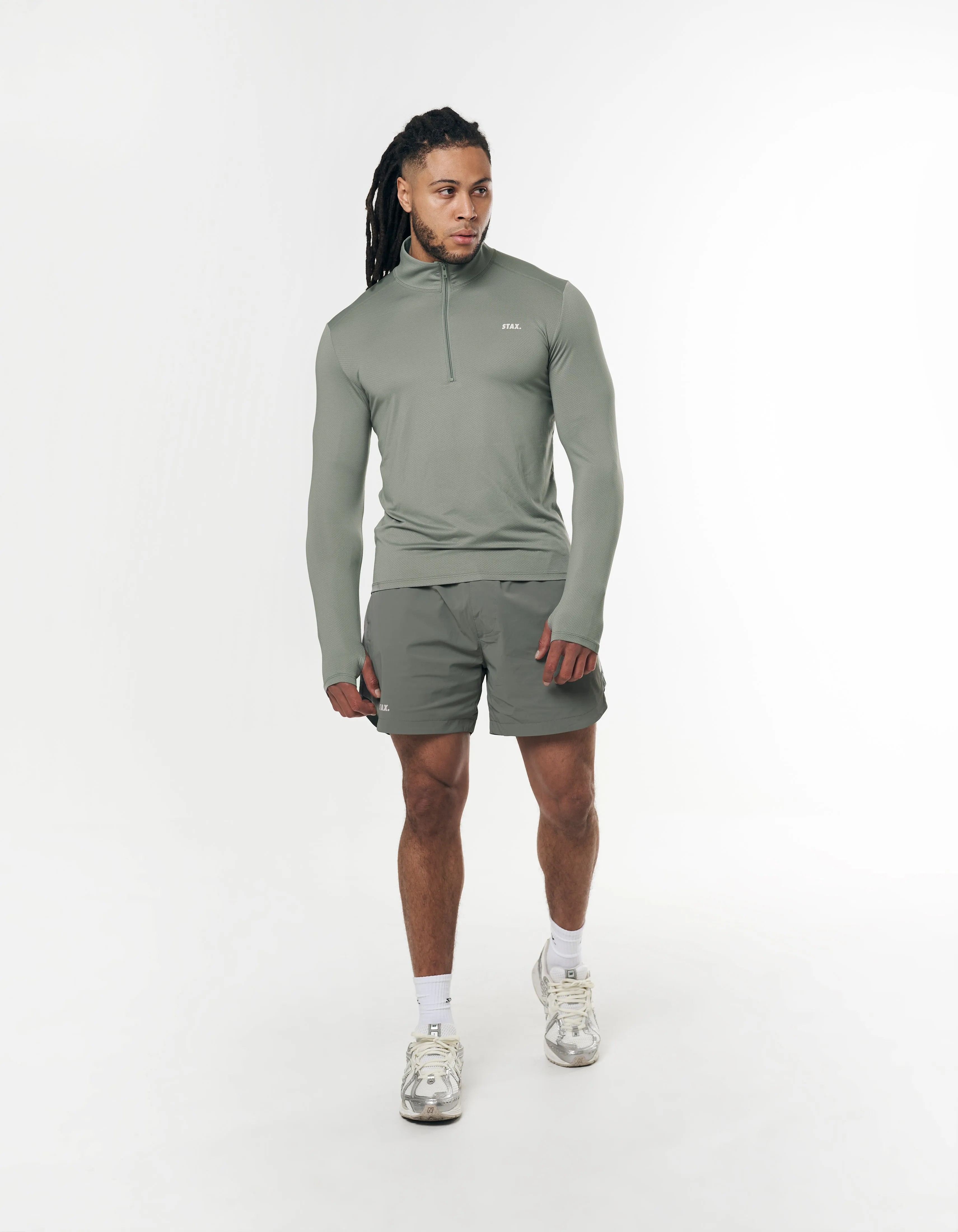 Mens Sport 1/4 Zip Long Sleeve - Sage sold by Stax product image thumbnail 5