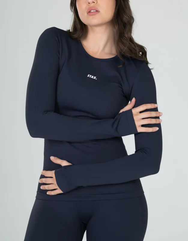 Premium Seamless V6 Long Sleeve - Vesper (Navy) sold by Stax