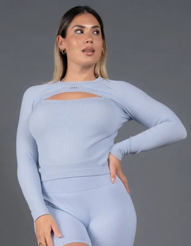 Premium Seamless V5 Cut Out Long Sleeve Lounge - Arion (Blue) sold by Stax