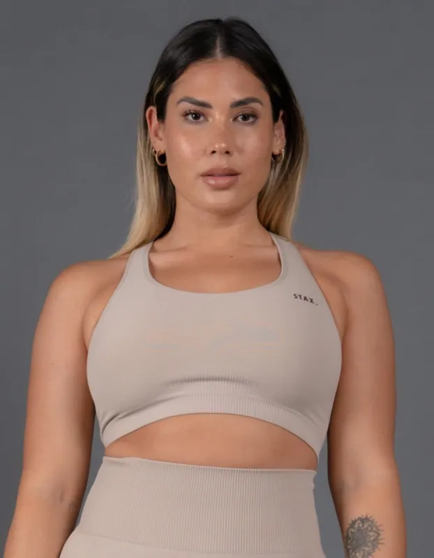 Premium Seamless V5 Racer Crop - Kepler (Beige) sold by Stax