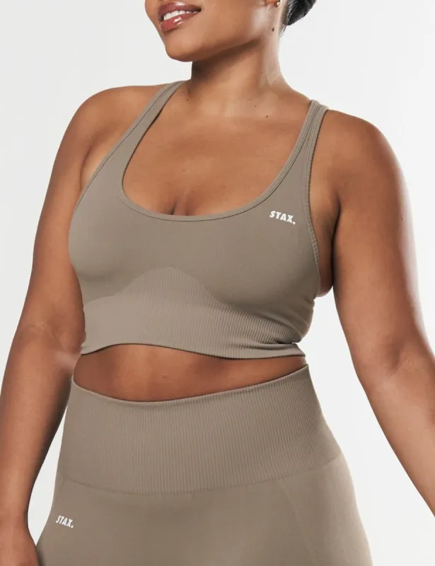 Premium Seamless Summer Racer Crop - Brown sold by Stax
