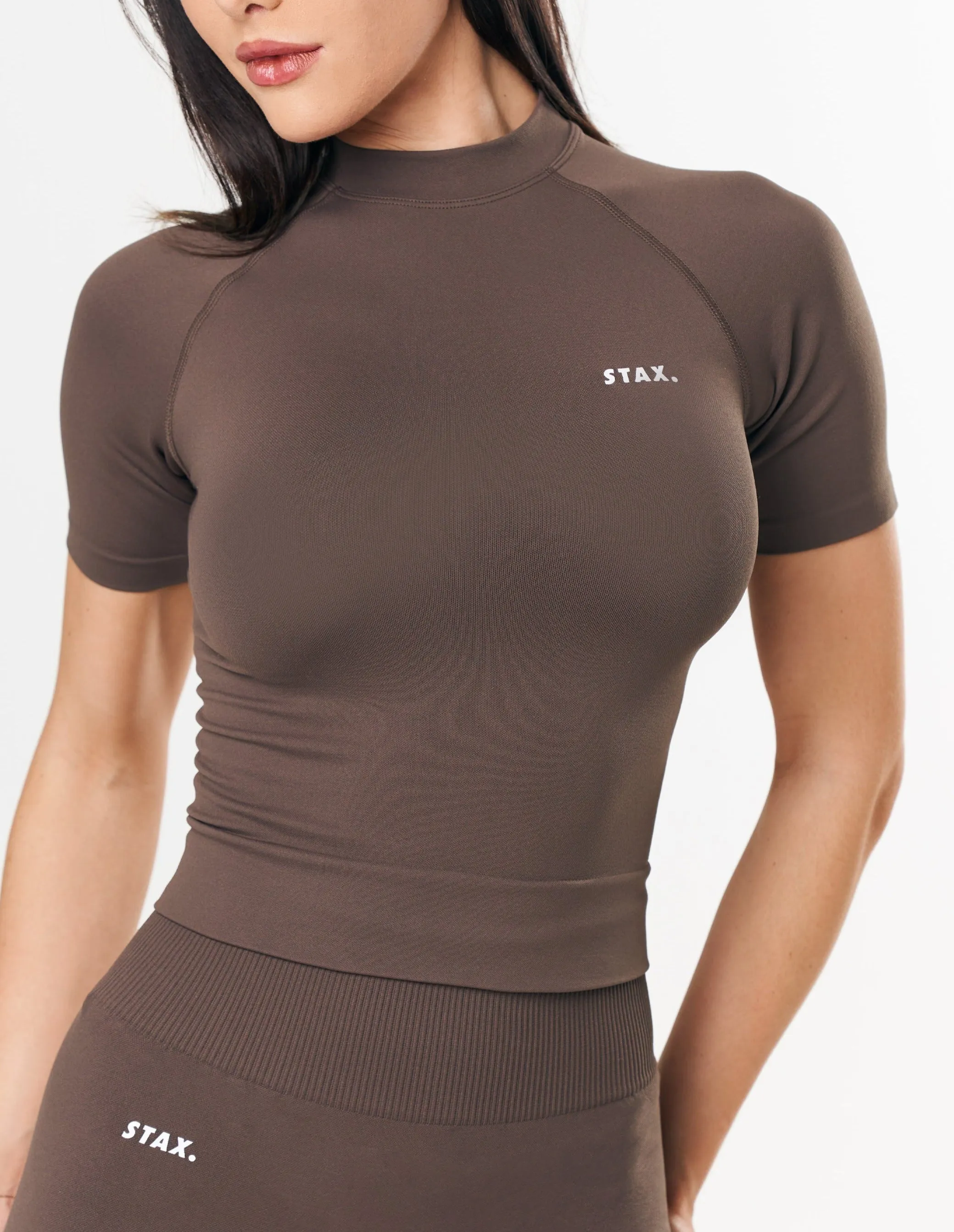 Premium Seamless High Neck Tee - Cedar sold by Stax