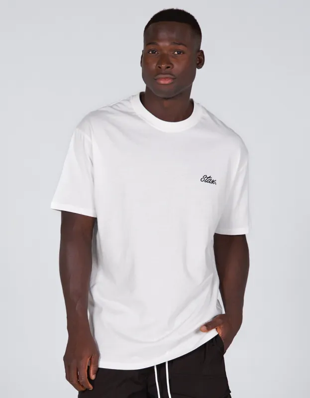 Mens Cursive Tee - White sold by Stax