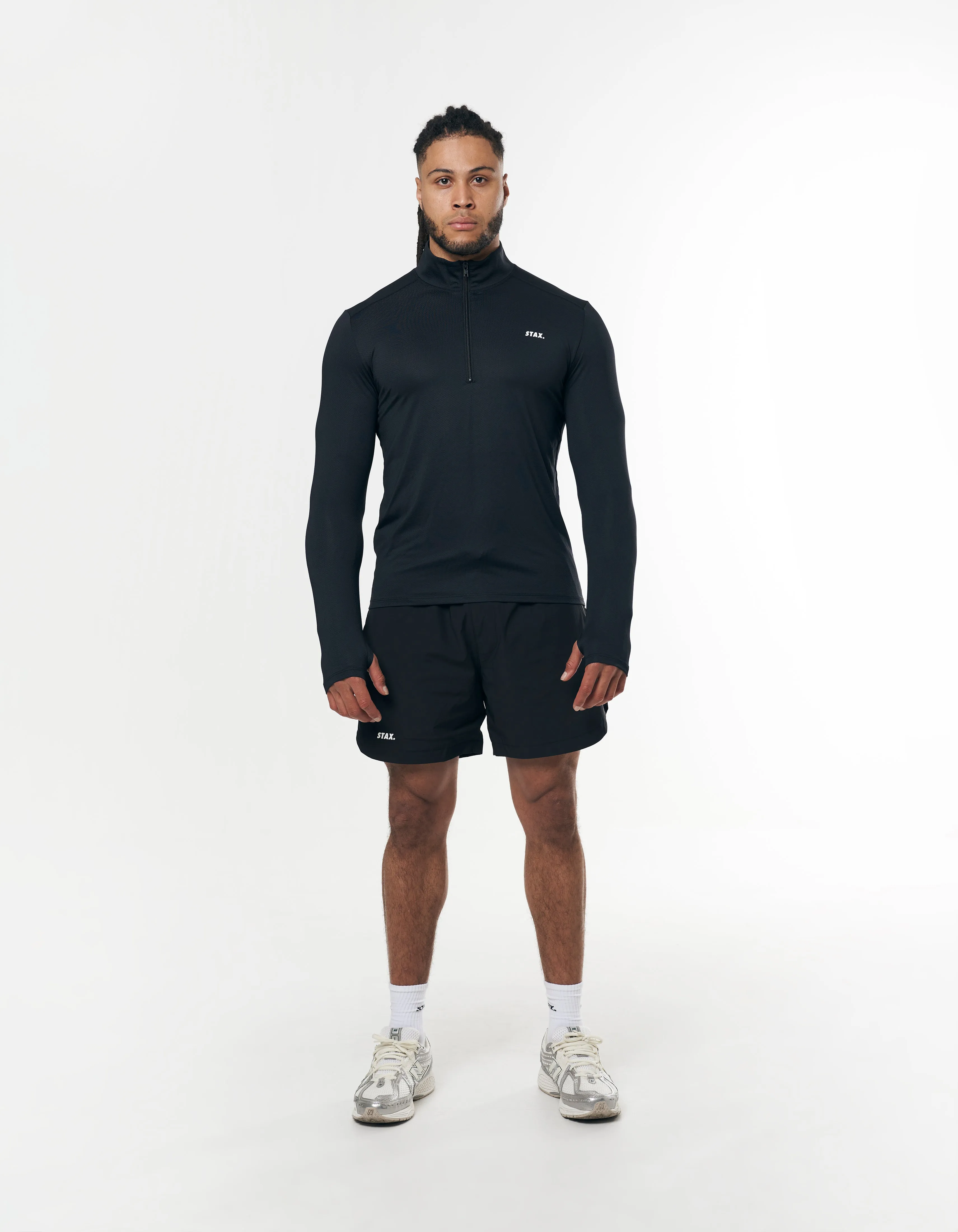 Mens Sport 1/4 Zip Long Sleeve - Black sold by Stax product image thumbnail 3
