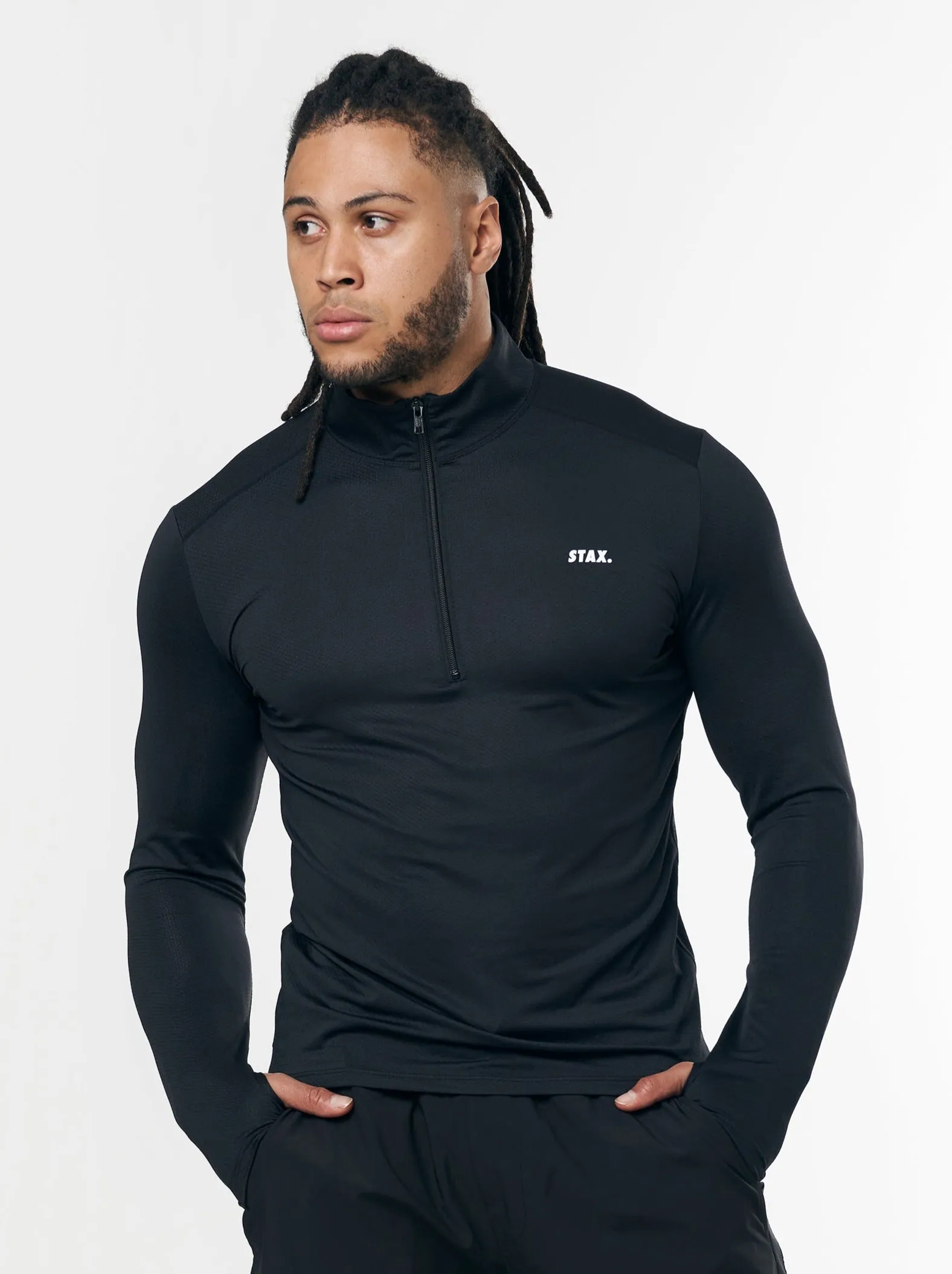 Mens Sport 1/4 Zip Long Sleeve - Black sold by Stax product image thumbnail 4