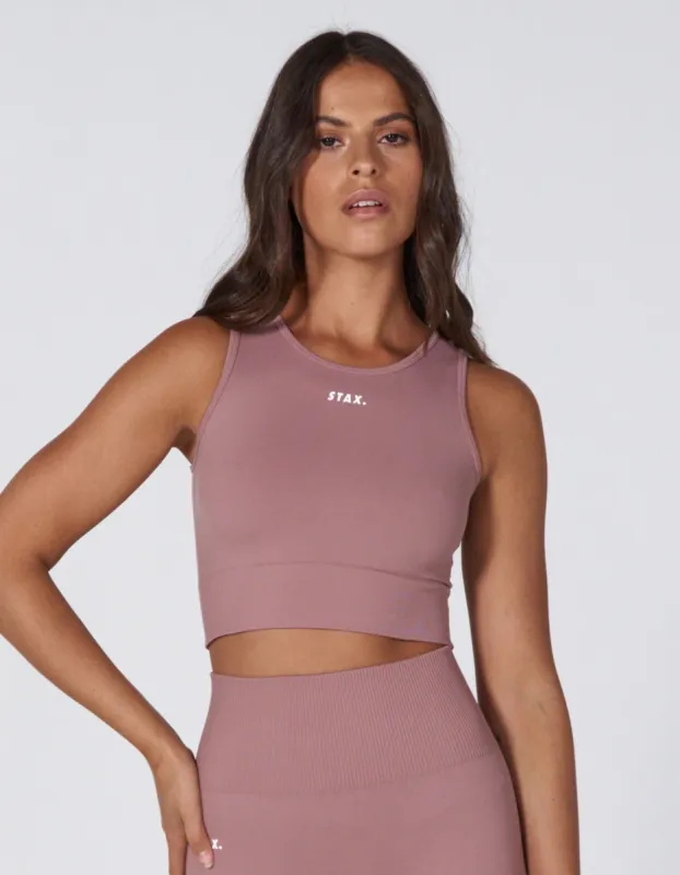 Premium Seamless Favourites Cropped Singlet - Dusty Rose sold by Stax