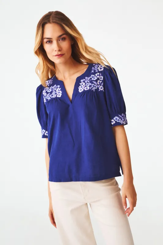 Honeysuckle Embroidery Ensley Top made by Roller Rabbit