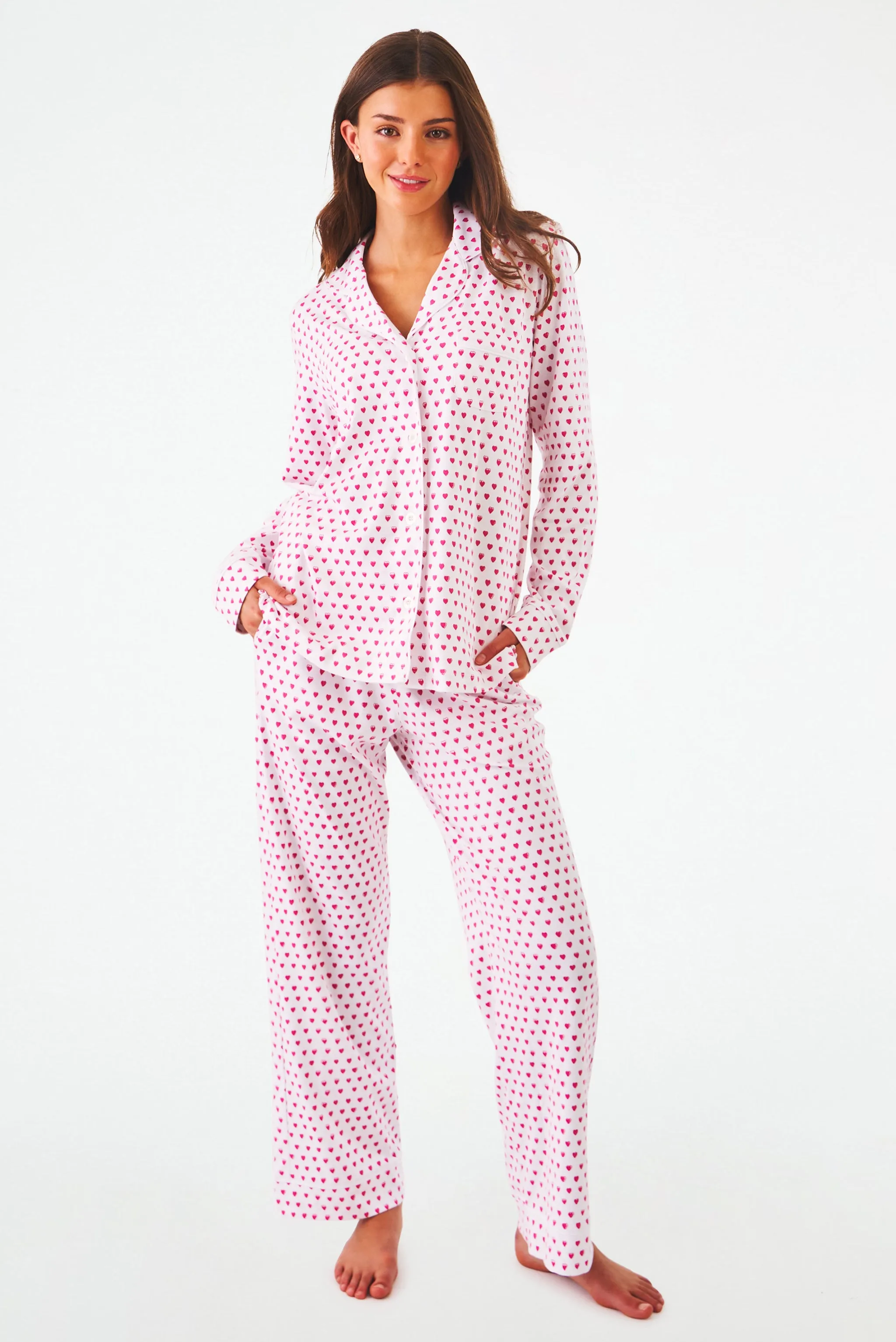 Hearts Long Sleeve Polo Pajamas sold by Roller Rabbit