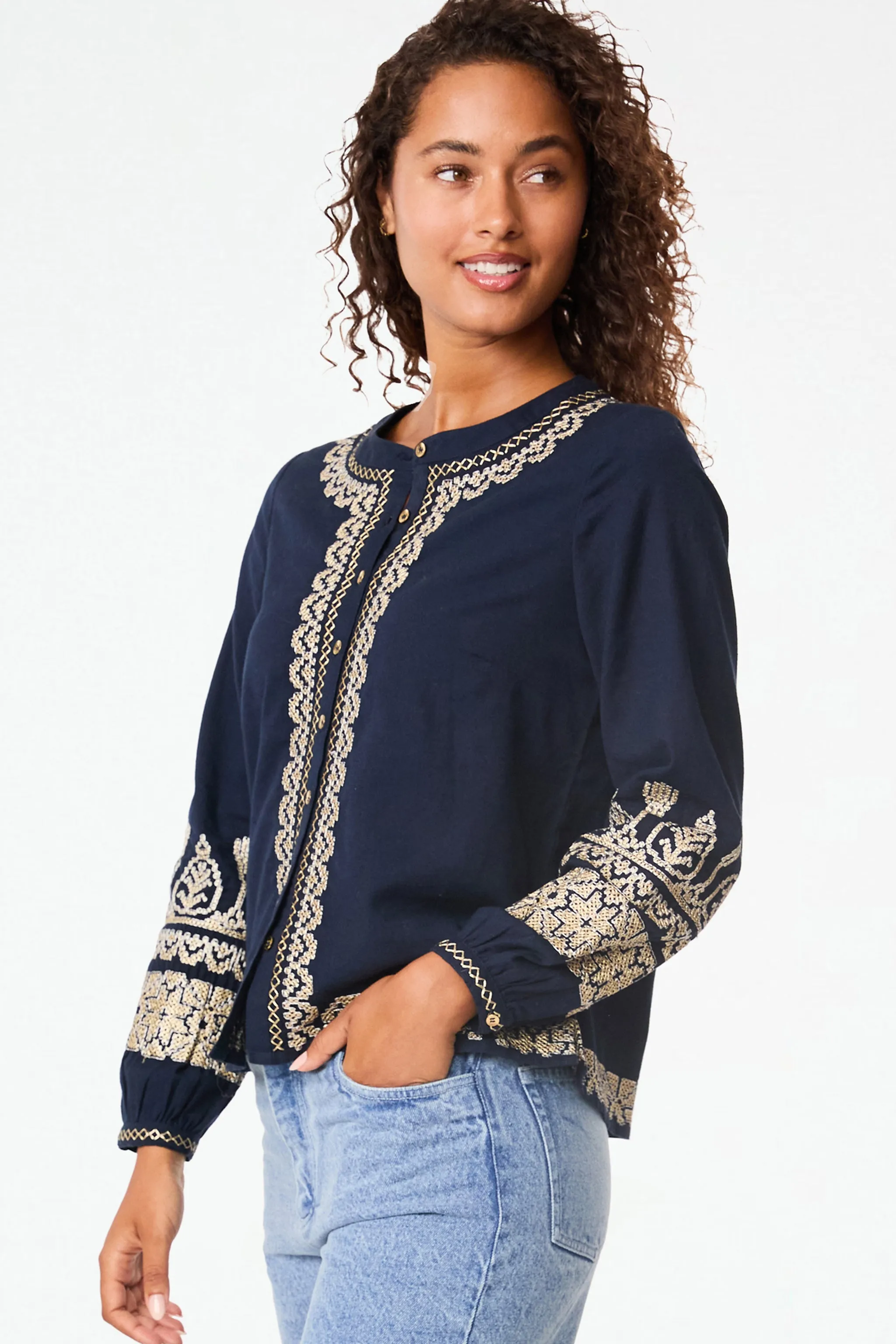 Metallic Cross Stitch Rigsby Top sold by Roller Rabbit product image thumbnail 4