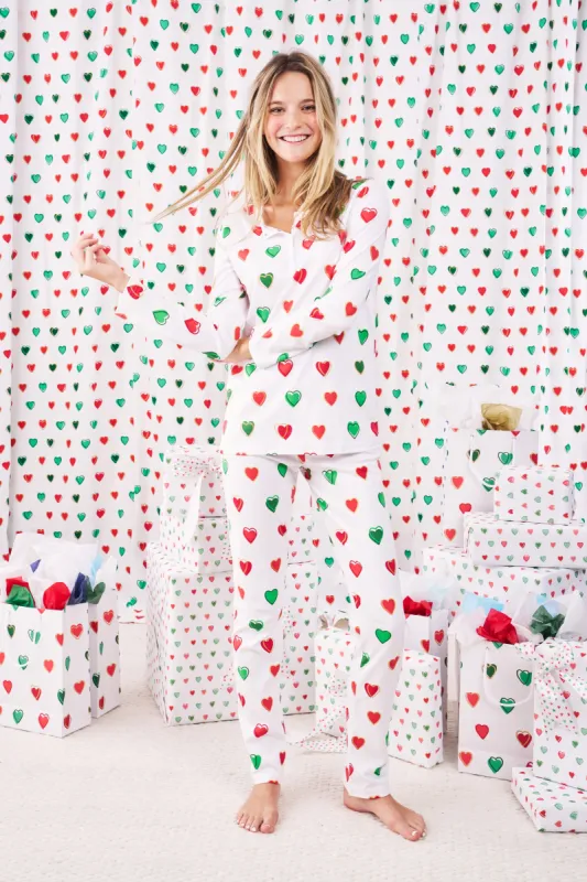 Big Holiday Hearts Pajamas made by Roller Rabbit