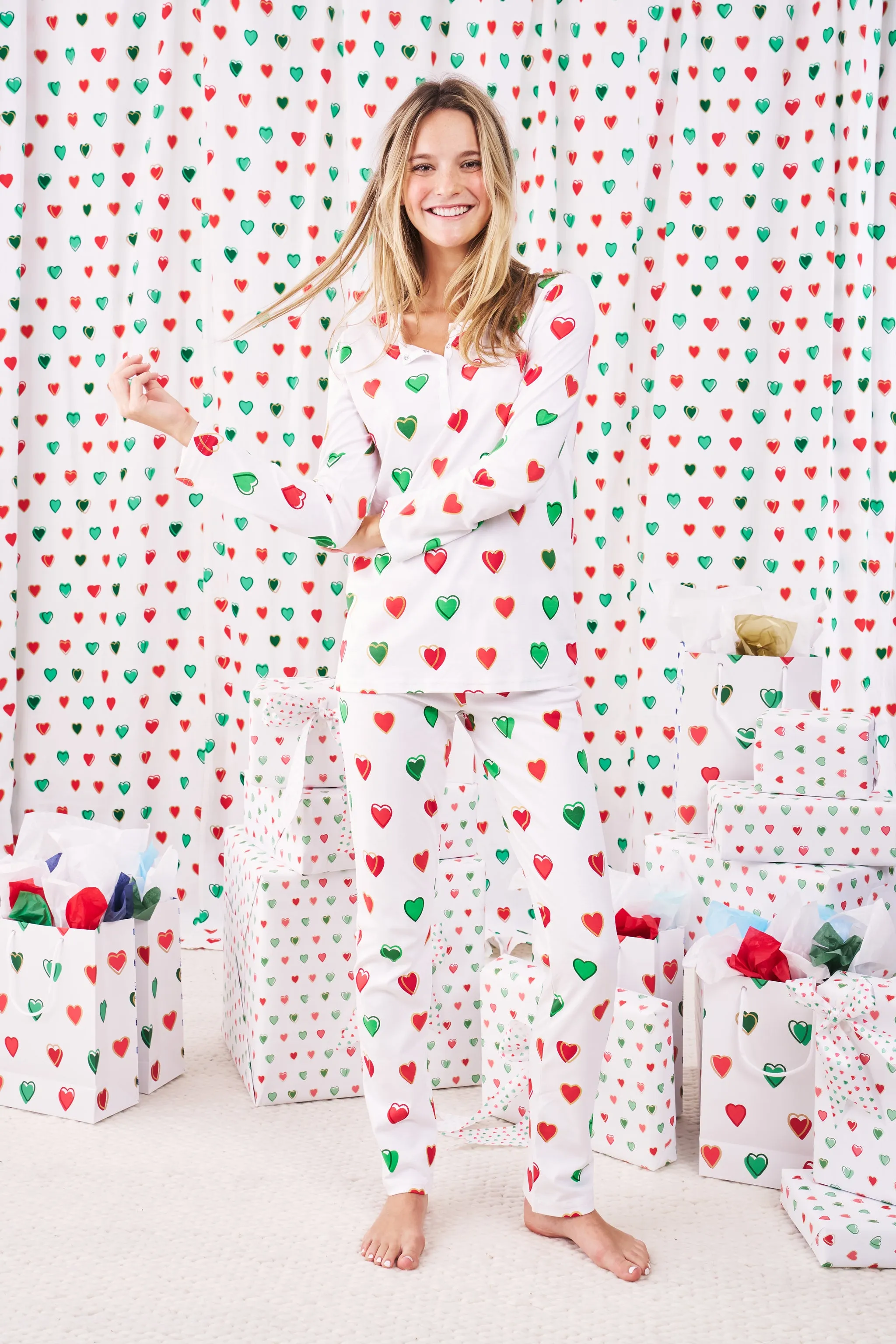 Big Holiday Hearts Pajamas sold by Roller Rabbit