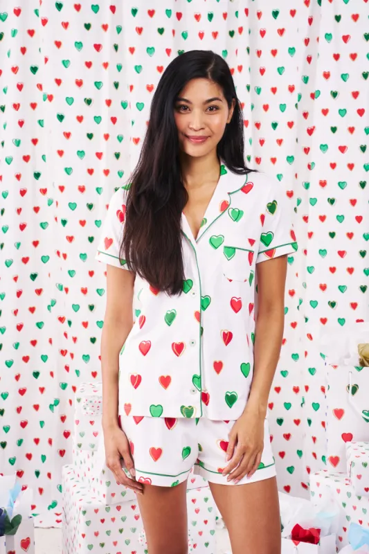 Big Holiday Hearts Polo Pajamas sold by Roller Rabbit