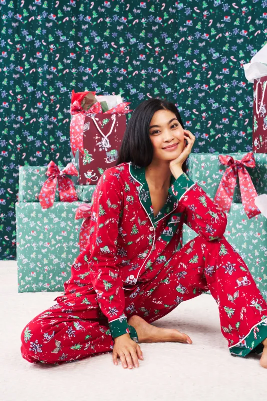 Snow Day Long Sleeve Polo Pajamas sold by Roller Rabbit