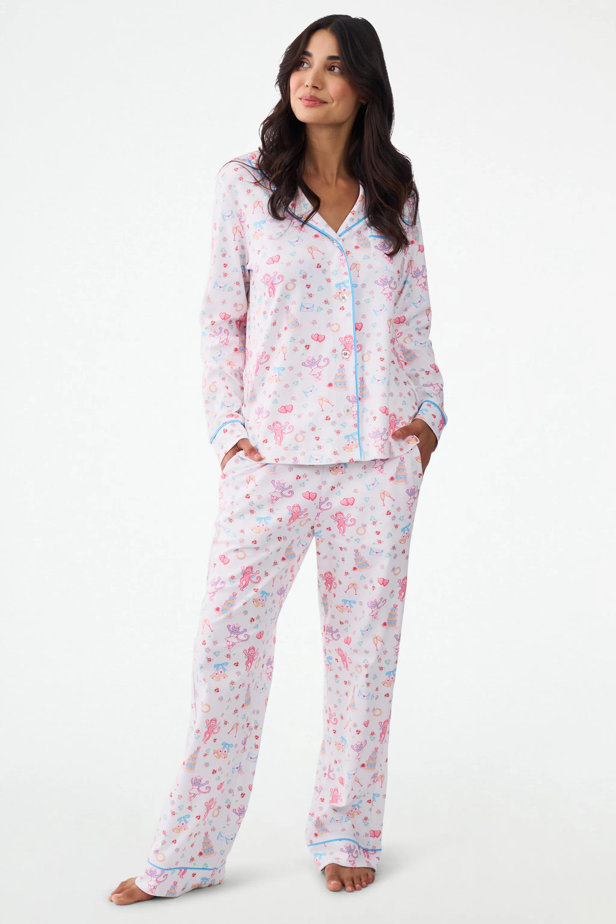 Monkey Said Yes Long Sleeve Polo Pajamas sold by Roller Rabbit