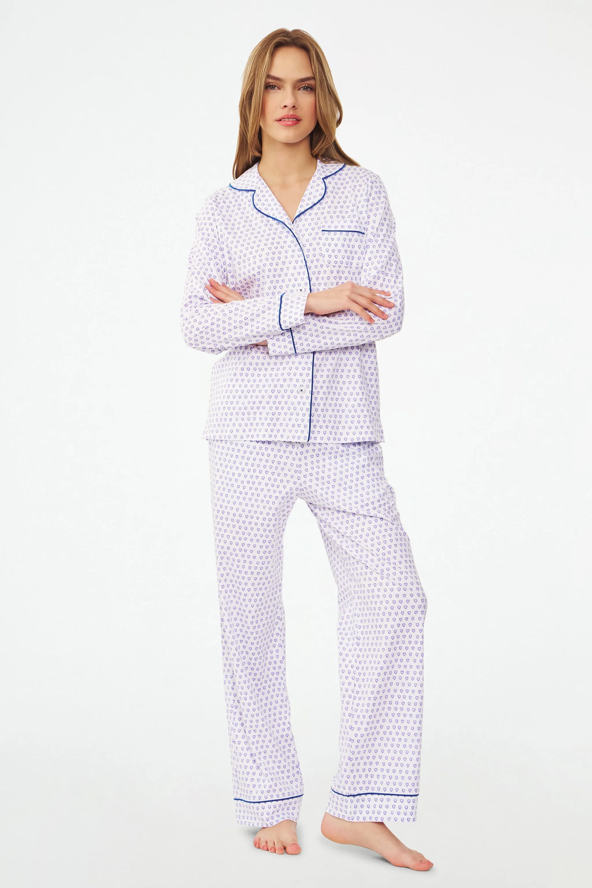 Hearts Long Sleeve Polo Pajamas sold by Roller Rabbit