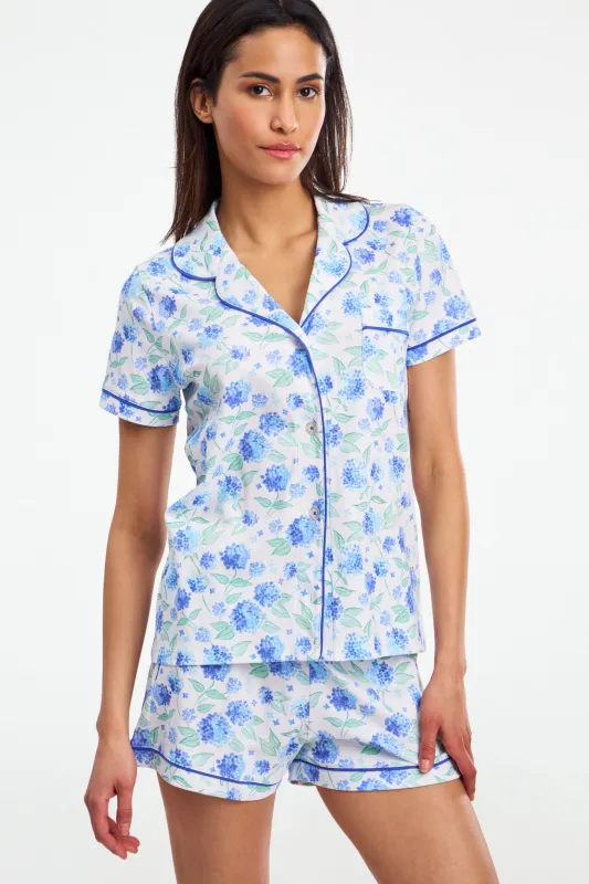 Ditsy Hydrangea Polo Pajamas made by Roller Rabbit