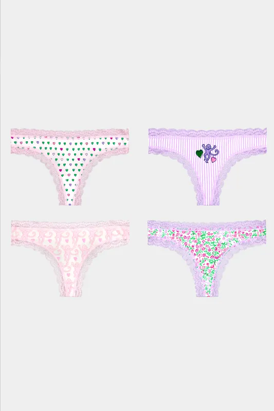 Mixed Icon Thong 4 Pack sold by Roller Rabbit