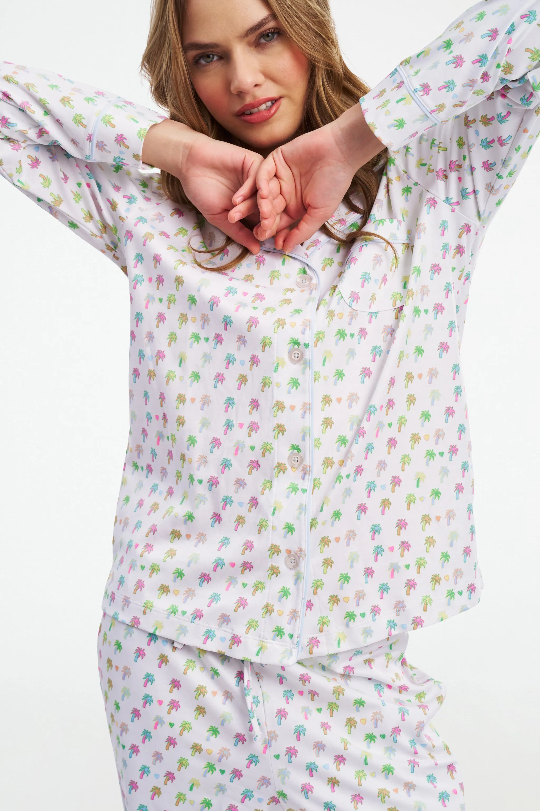 Palm Dreams Long Sleeve Polo Pajamas sold by Roller Rabbit