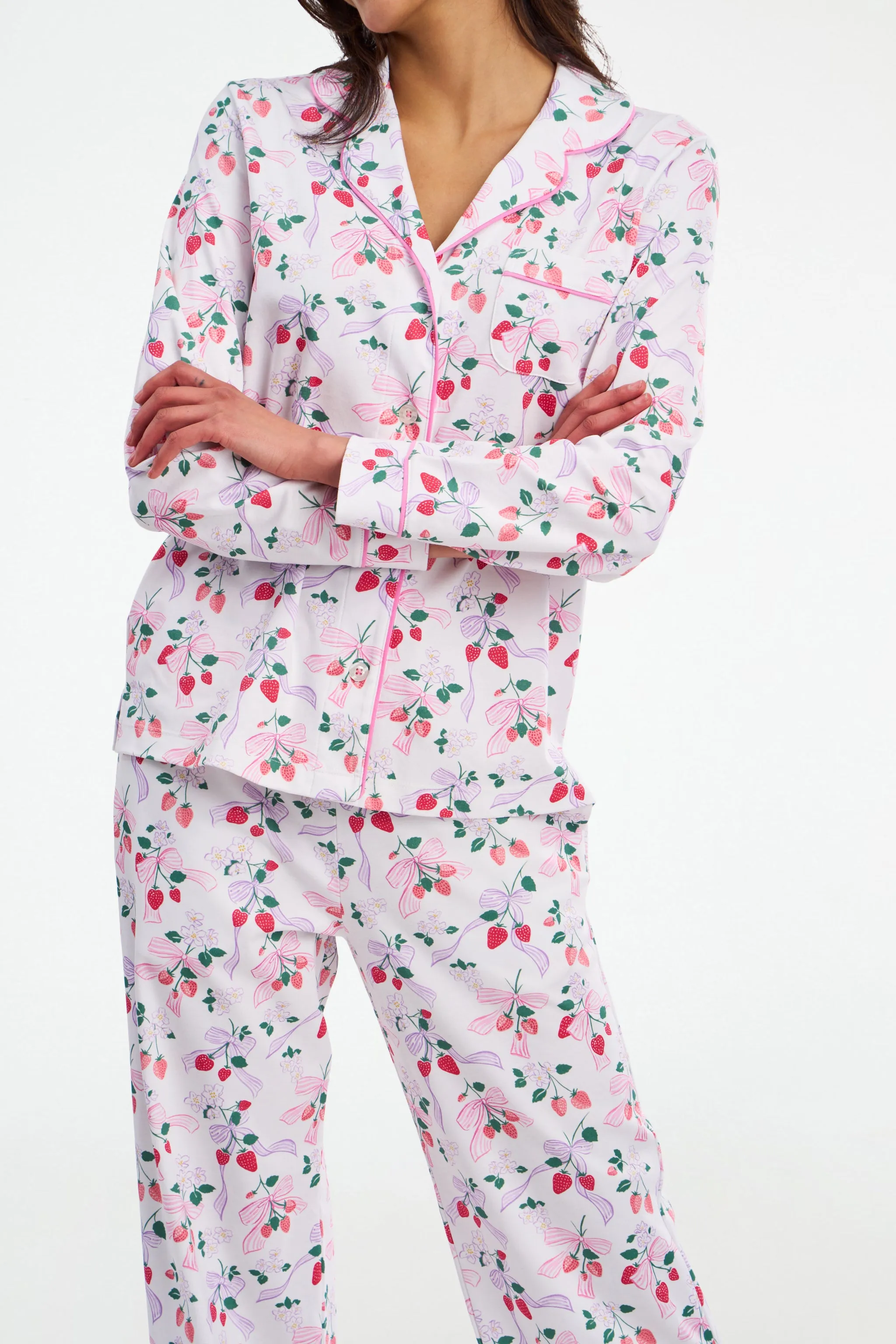 Strawberry Bows Long Sleeve Polo Pajamas sold by Roller Rabbit product image thumbnail 2