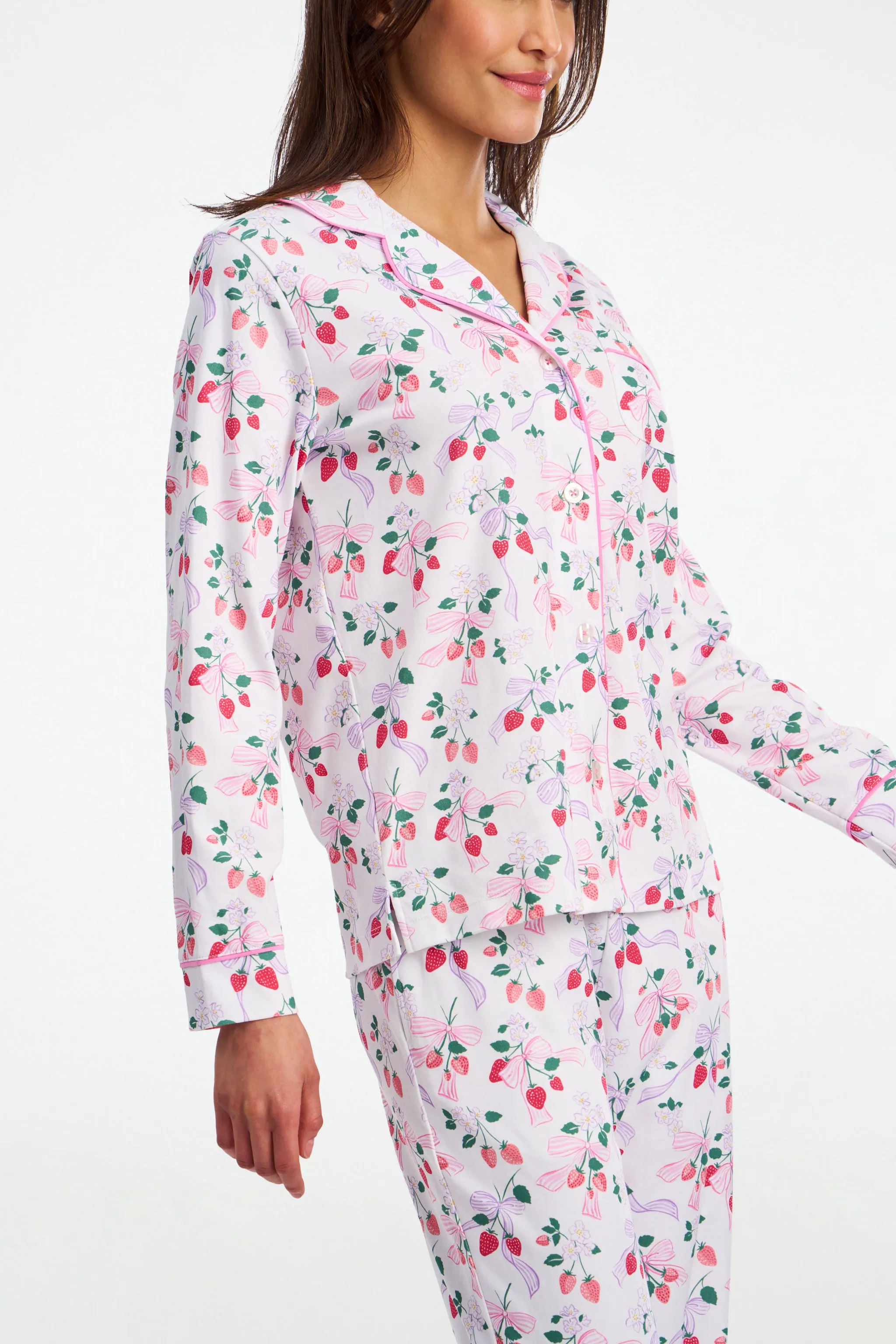 Strawberry Bows Long Sleeve Polo Pajamas sold by Roller Rabbit product image thumbnail 4