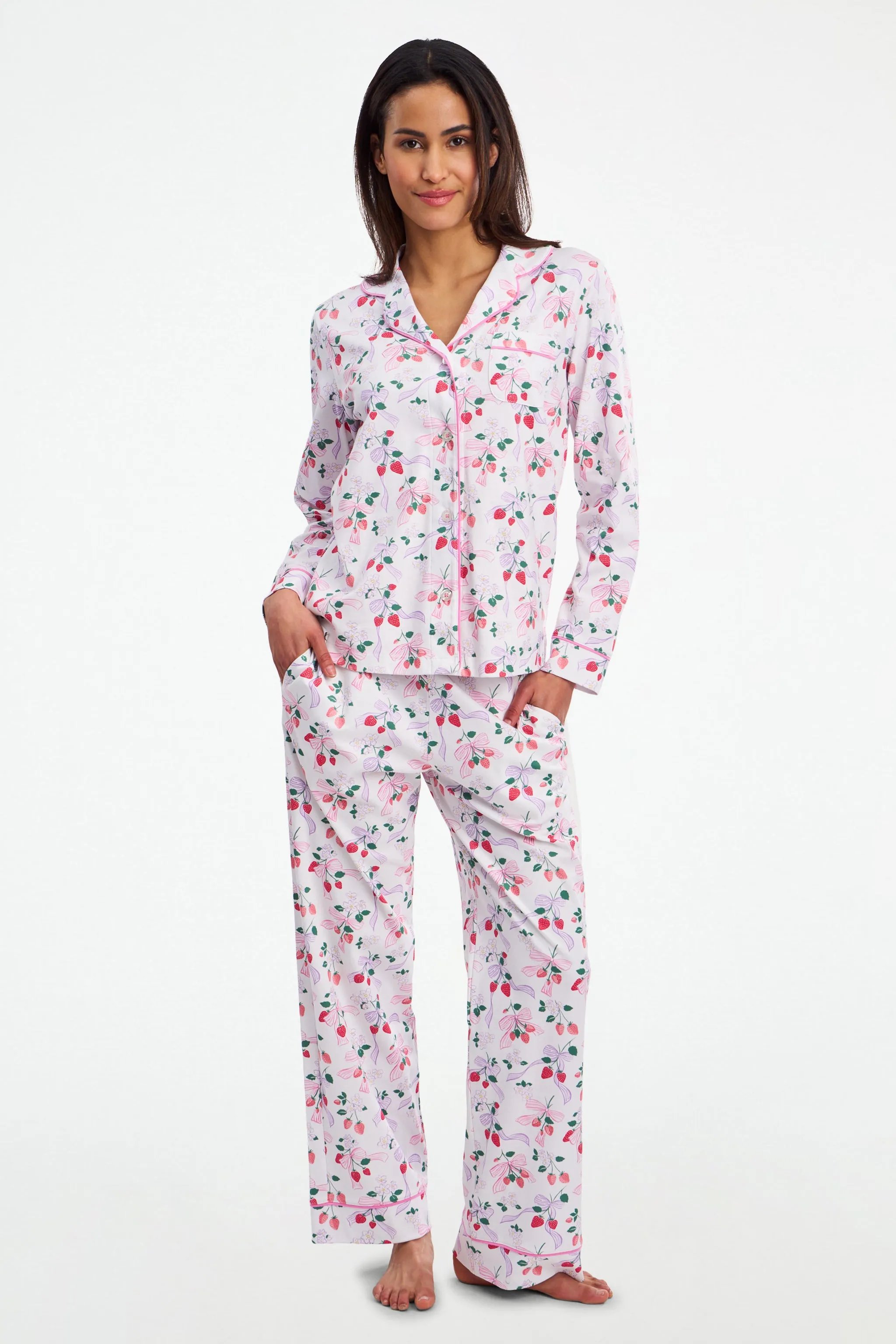 Strawberry Bows Long Sleeve Polo Pajamas sold by Roller Rabbit product image thumbnail 3