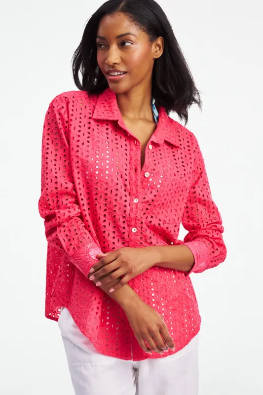 Malina Eyelet Boyfriend Shirt made by Roller Rabbit