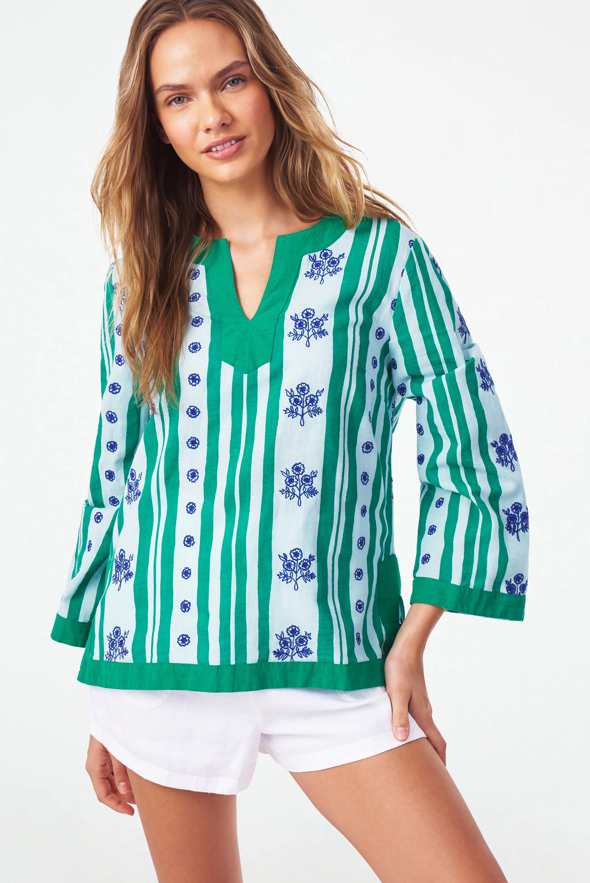 Rosebud Stripe Julia Top sold by Roller Rabbit