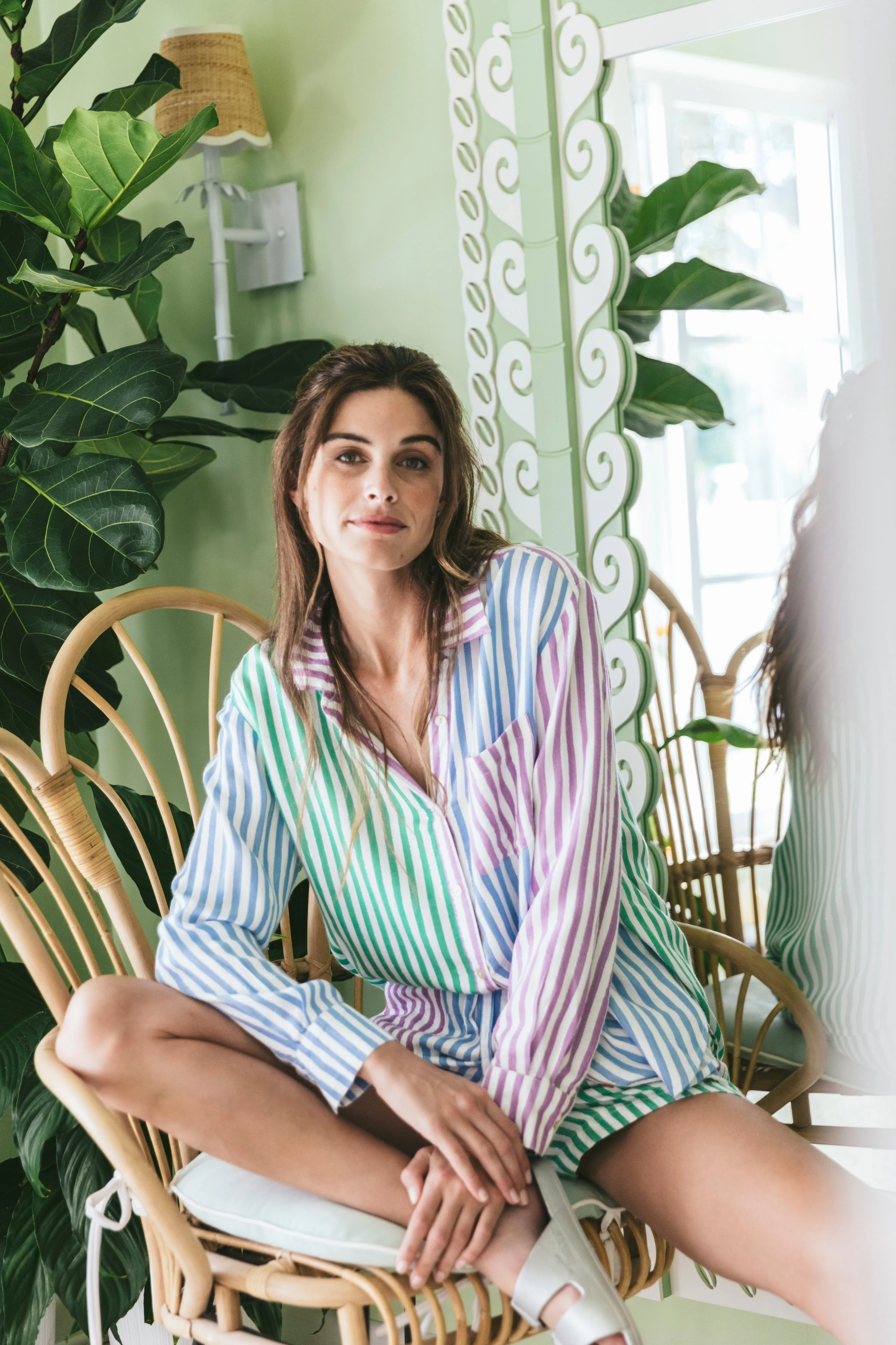 Lurex Stripe Boyfriend Shirt sold by Roller Rabbit product image thumbnail 2
