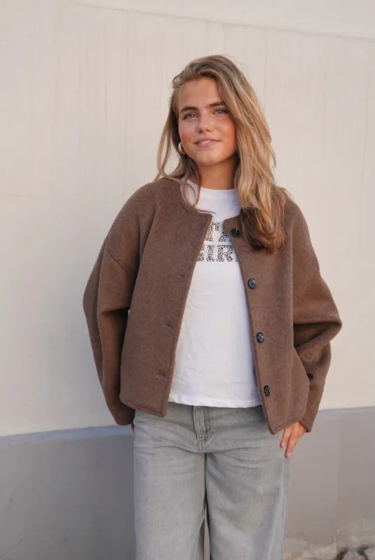 "Cozy" jacket brown sold by Meet Me There