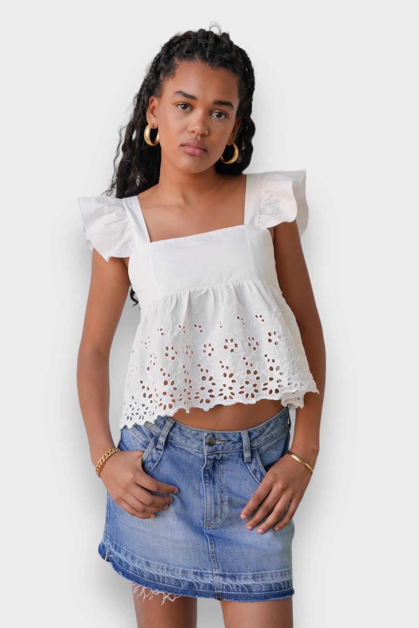 "Lily" top white sold by Meet Me There