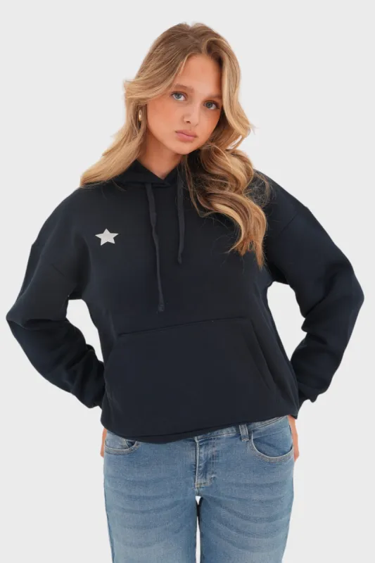 "Stargirl" hoodie navy sold by Meet Me There