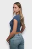 "Macy" top steel blue sold by Meet Me There