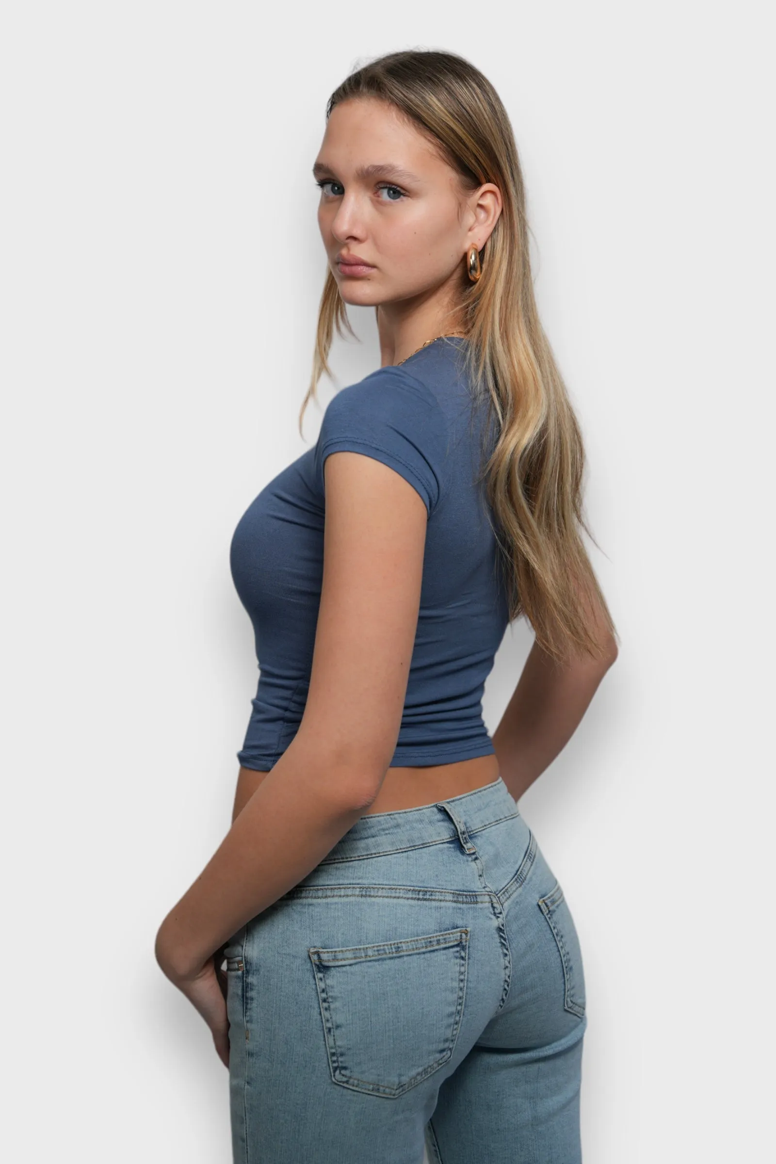 "Macy" top steel blue sold by Meet Me There product image thumbnail 2