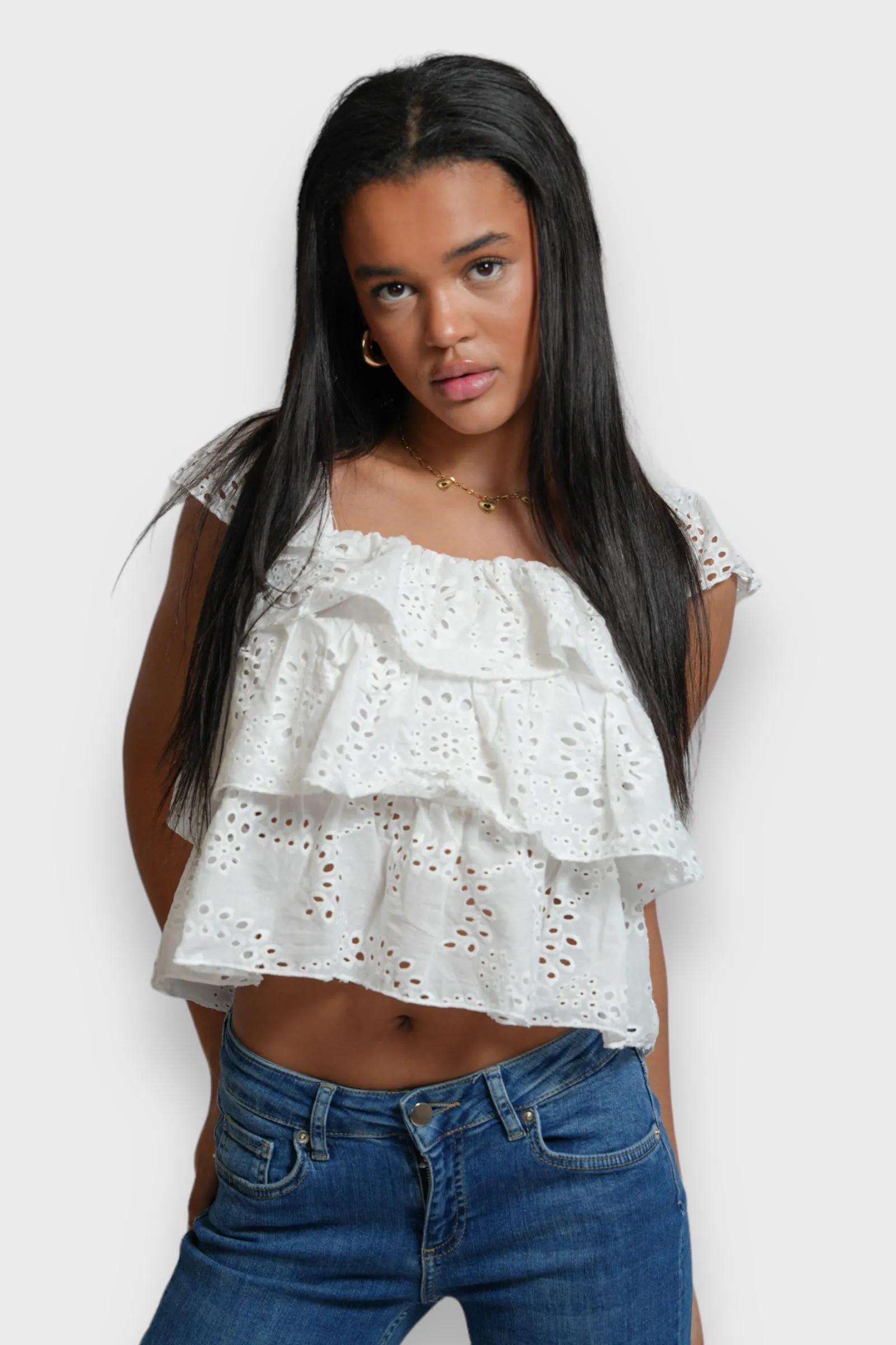 "Daisy" top white sold by Meet Me There