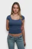 "Lola" top steel blue sold by Meet Me There
