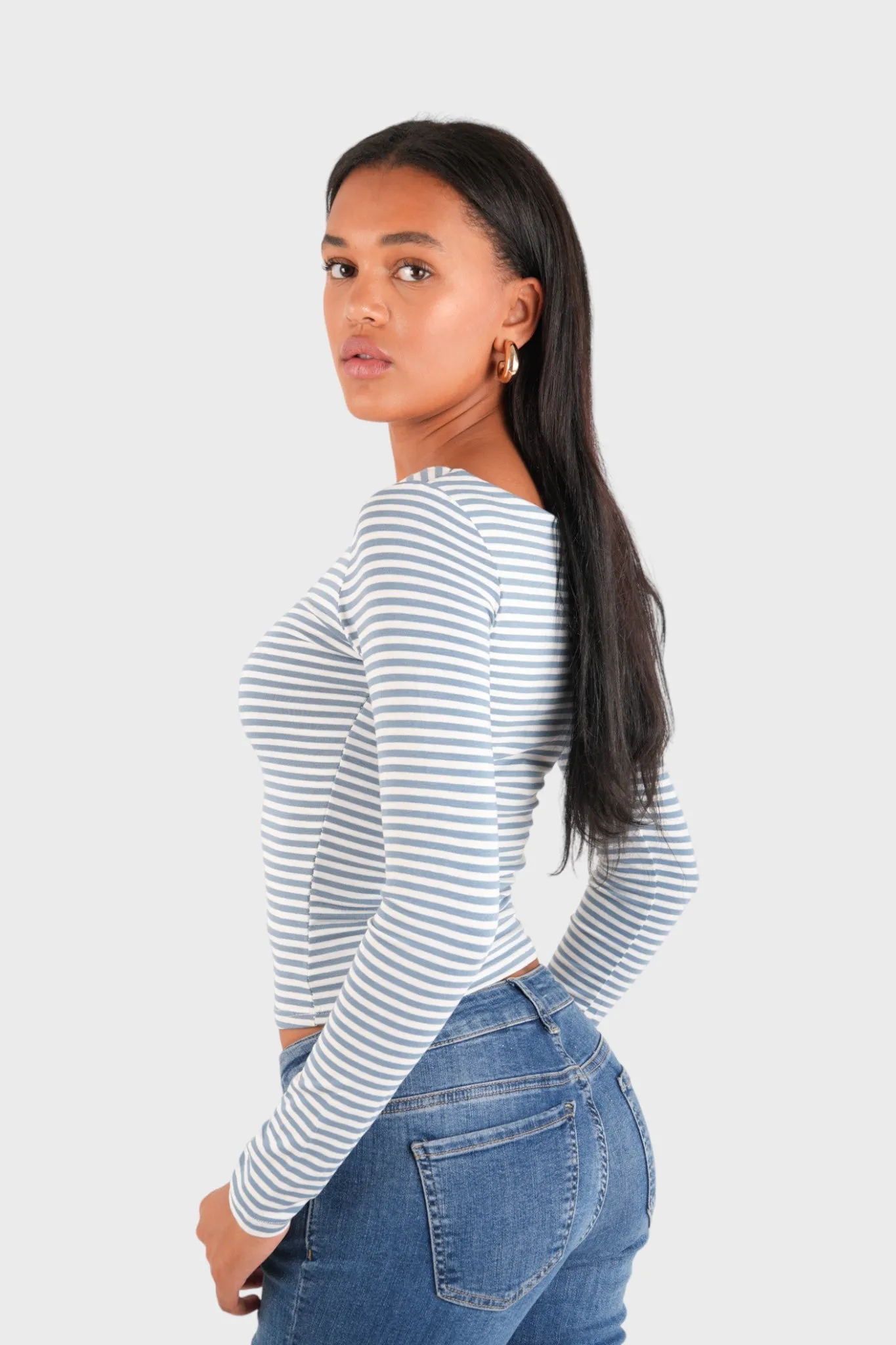 "Nola" top striped blue sold by Meet Me There product image thumbnail 3