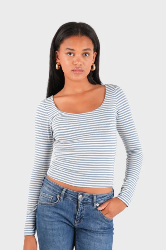 "Nola" top striped blue sold by Meet Me There