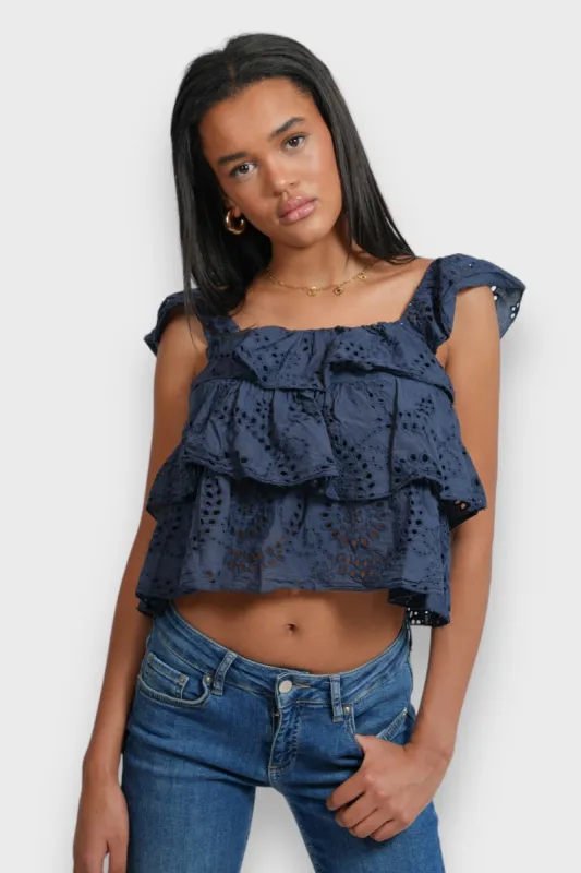 "Daisy" top navy sold by Meet Me There