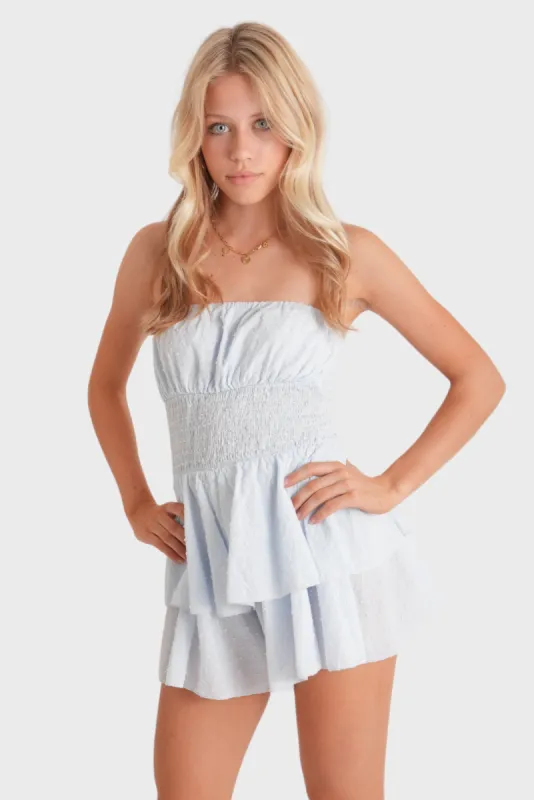 "Elle" playsuit light blue sold by Meet Me There