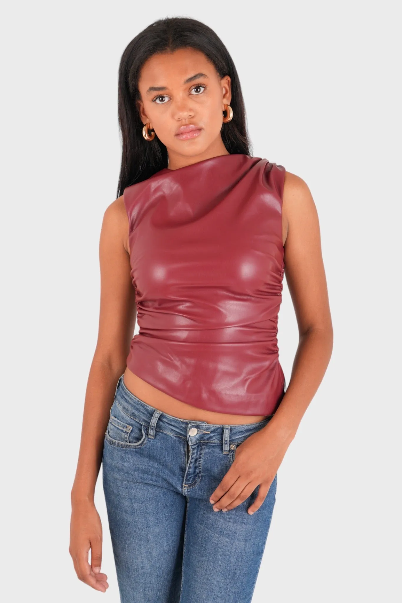 "Classy" leather top red sold by Meet Me There product image thumbnail 3