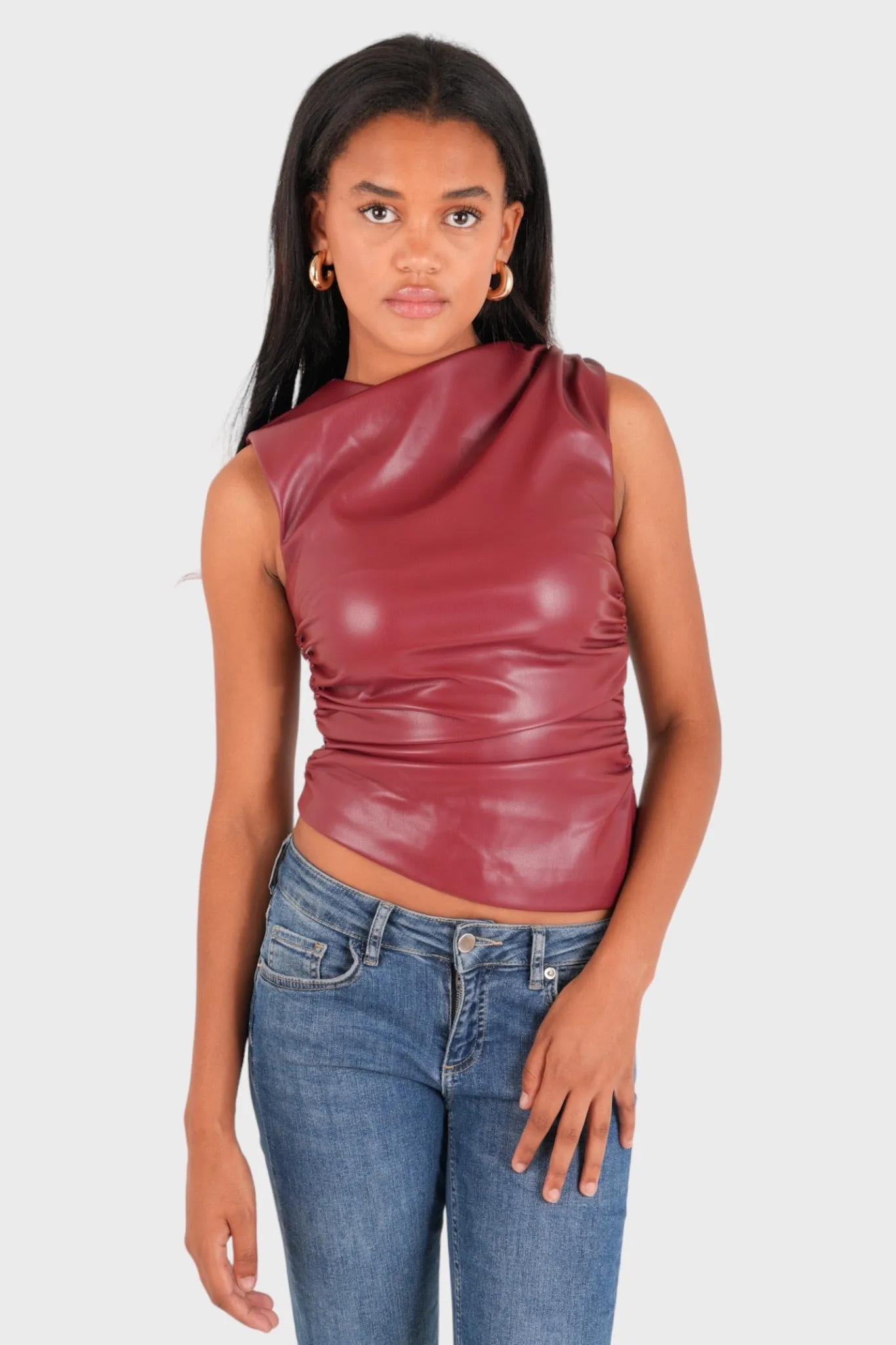 "Classy" leather top red sold by Meet Me There product image thumbnail 2