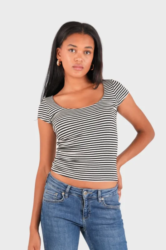 "Lola" top striped black sold by Meet Me There