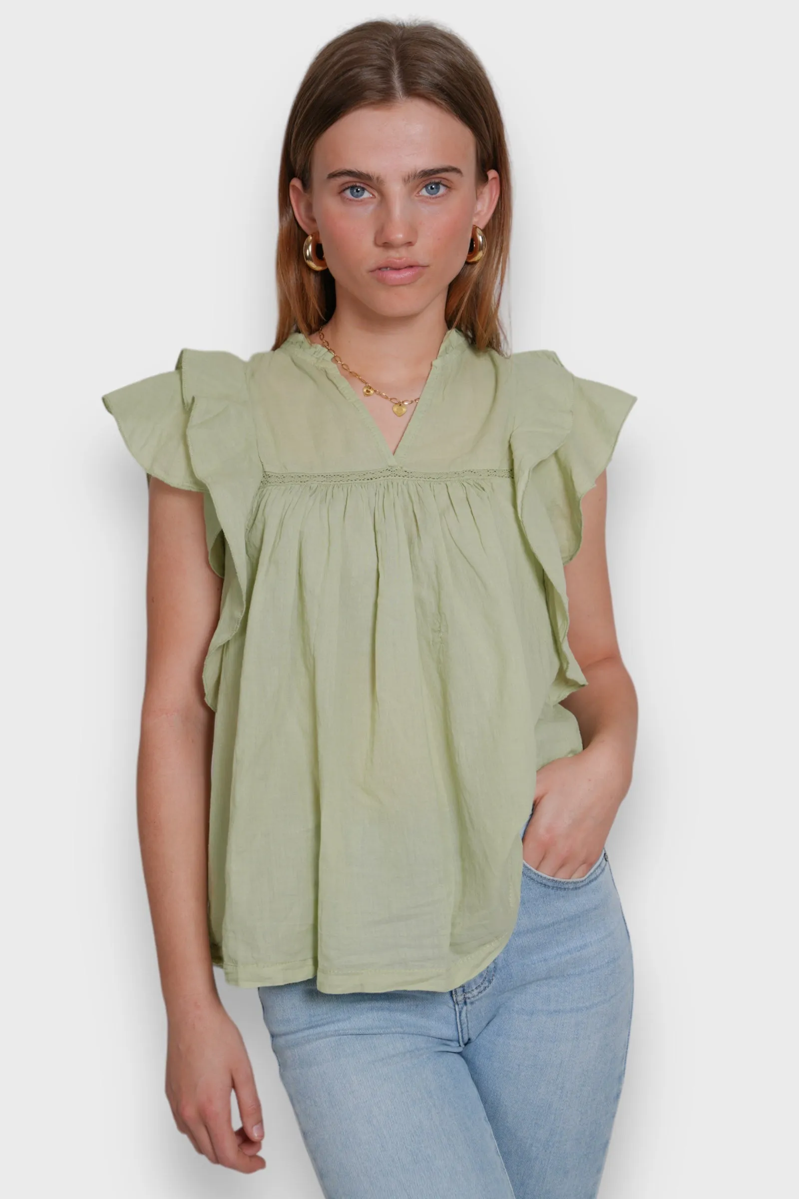 "Flora" blouse sage green sold by Meet Me There product image thumbnail 2