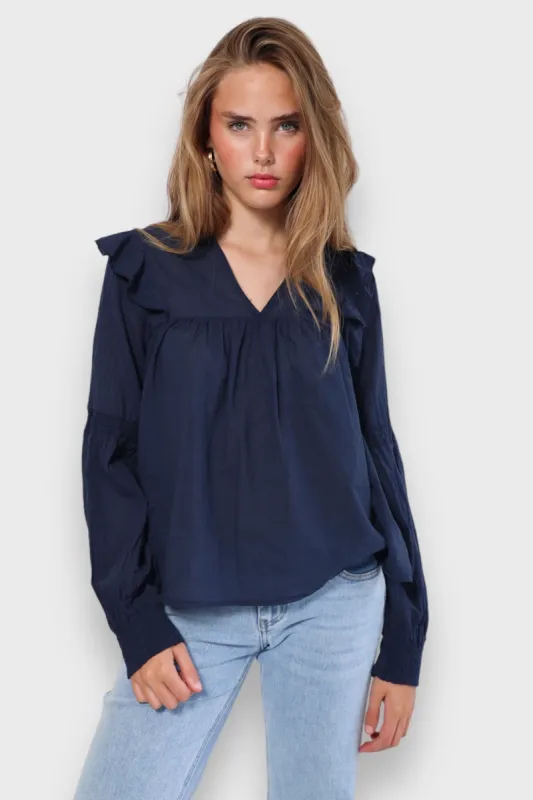 "Glory" blouse navy sold by Meet Me There
