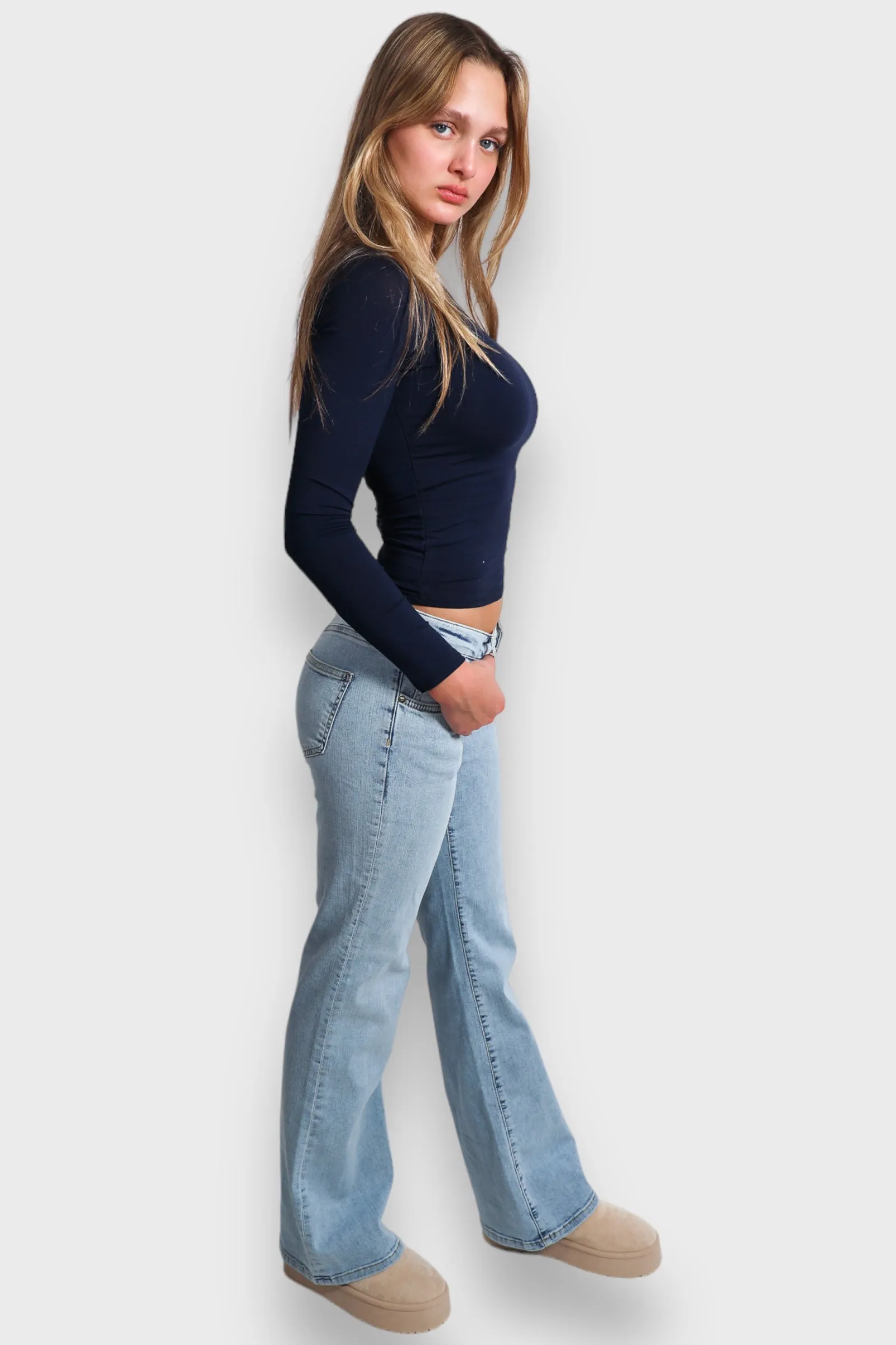 "Flared" low waist jeans light blue sold by Meet Me There product image thumbnail 5