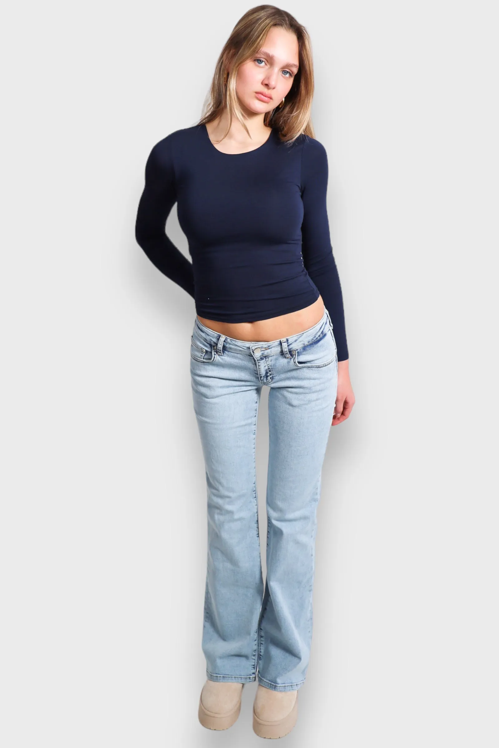 "Flared" low waist jeans light blue sold by Meet Me There product image thumbnail 3