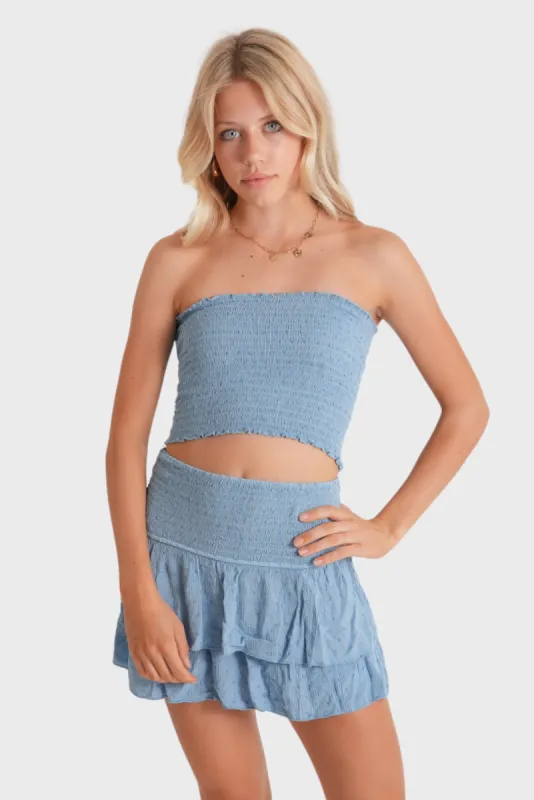 "Caribbean" skirt sky blue sold by Meet Me There