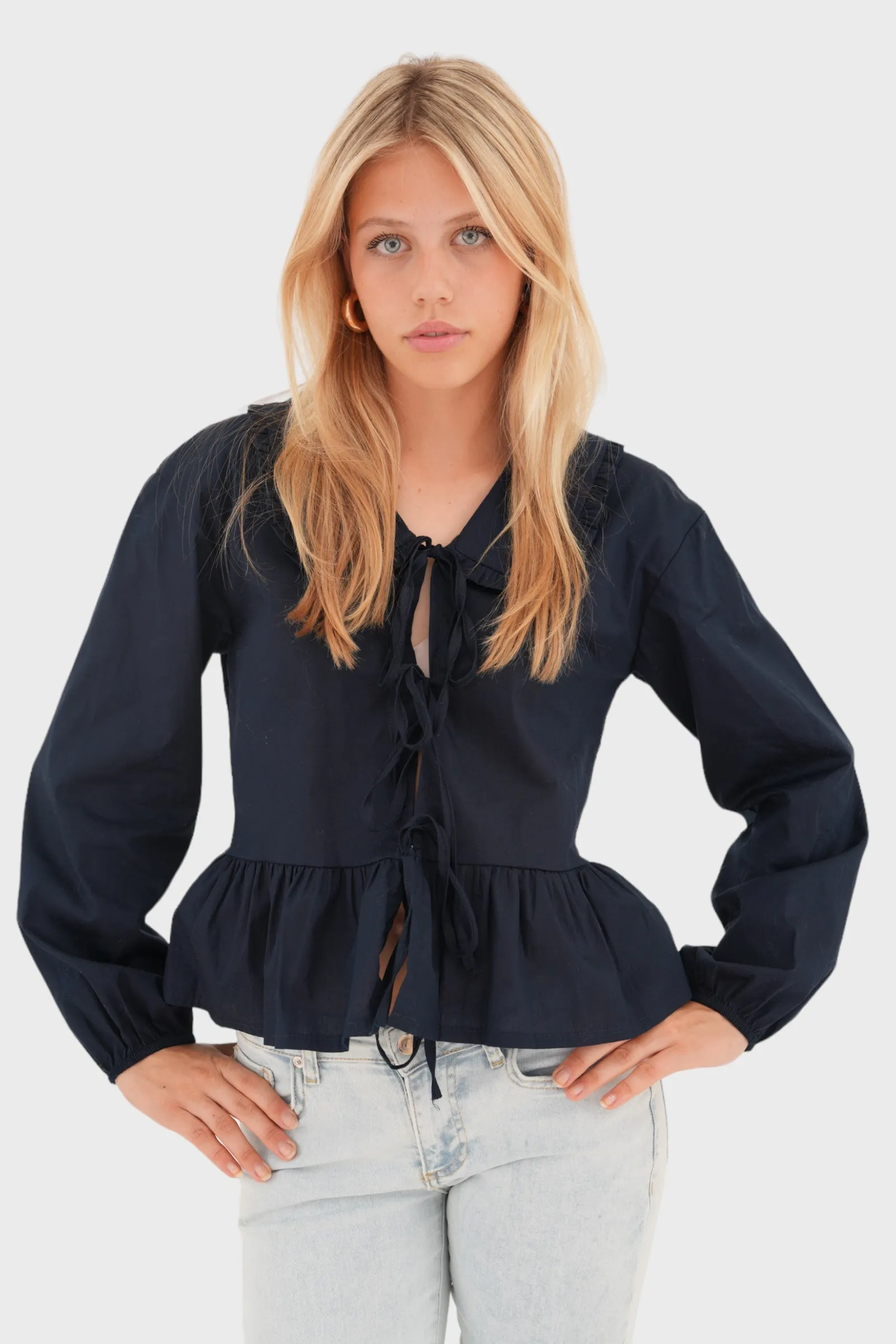 "Denmark" blouse navy sold by Meet Me There